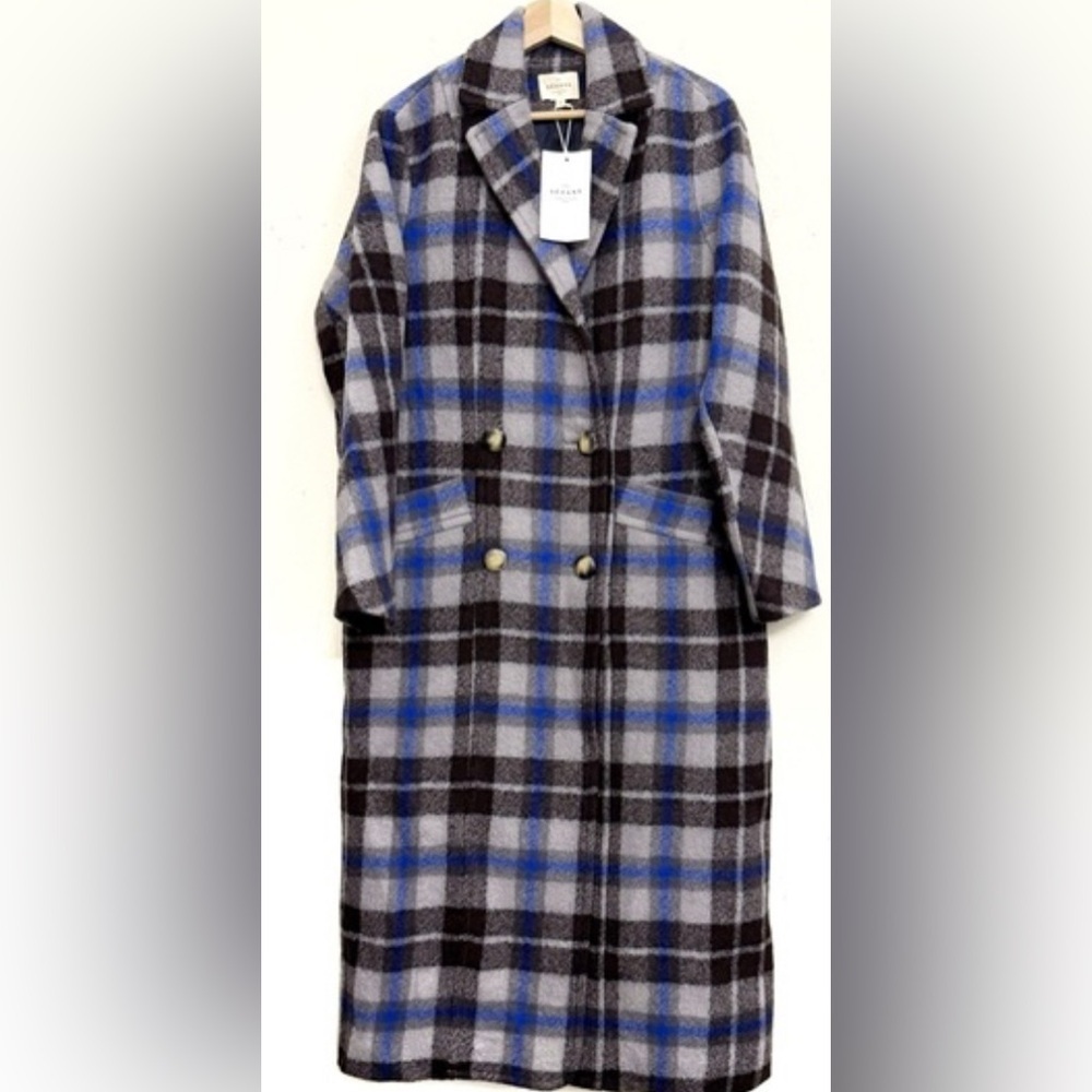 Sézane Viktor Long Wool Coat in Prairie Check NWT - Picture 7 of 11